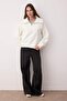 Ekru Regular/Normal Kalıp Polar Fermuarlı Cep Detaylı Kalın Örme Sweatshirt TWOAW26SW00009 - 2