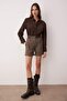 Brown Cashew Belted Shorts & Bermuda Twoaw26Sr00037 - 2