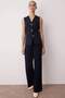 Koyu Lacivert Yüksek Bel Wide Leg/Geniş Paça Pilili Dokuma Kumaş Pantolon TWOAW21PL0076 - 3