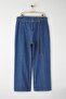 Mavi Yüksek Bel Kemerli Geniş Paça Denim Büyük Beden Jeans TBBAW26CJ00031 - 5