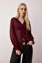 Plum Boho Crinkle Look Chiffon See-Through Shirt Twoaw26Go00070 - 2