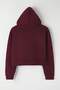 Bordo Fermuarlı Kapüşonlu Rahat Kesim Crop Kalın İçi Polarlı Örme Sweatshirt TWOAW20SW0660 - 6