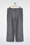 Gri Lastik Belli Wide Leg Büyük Beden Dokuma Pantolon TBBAW26AR00019 - 6