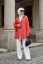 Red - Natural Viscose Fabric Pocketed Lace-Up Women's Hijab Kimono 1167-Tes - 6