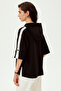 Grosgrain Detailed Hooded Three Quarter Sleeve Comfortable Fit Knitted Sweatshirt - 2