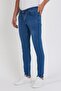 Men's Slim Fit Stretch Fabric Jeans Dark Blue Distressed - 3