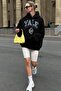 Black Oversize Hooded Women's Sweatshirt SH129 - 4
