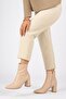 Beige Stretch Boots Thick Heeled - 3