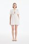 Balloon Sleeve Bow Tie Mini Dress Ecru - 3