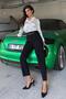 Black High Waist Pleated Women's Fabric Trousers Mg2507 - 6