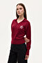 Arma Embroidered Shirt Collar Sweater Burgundy