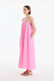 Seersucker Long Dress with Binding Rope Straps Pink - 4