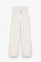 Washed Effect Lace-Up Waist Wide Leg Sweatpants Ecru - 2