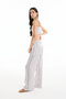 Lace and Tassel Detailed Striped Trousers Ecru - 5