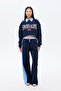 Contrast Stripe Waist Detailed Wide Leg Trousers Blue