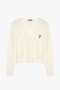 Heart Embroidered Buttoned V-Neck Knitwear Cardigan Ecru - 2