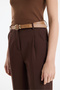 Brown Women's Trousers with Belt Accessories and Clips Pnt00430 - 4