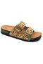 Feles Double Buckle Cork Sole Stone Detailed Women's Slippers Gold - 6