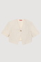 Single Button Short Sleeve Linen Jacket Natural - 2