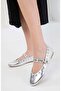 Feles Staple Detailed Women's Ballet Shoes Silver