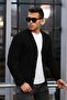 Nopenli Ribbed Knitted Buttoned Cardigan - Black - 5
