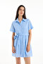 Scallop Detailed Tie-Up Mini Dress Blue