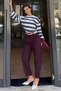 Plum High Waist Pleated Women's Fabric Trousers Mg2507 - 3
