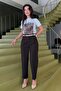 Brown High Waist Pleated Women's Fabric Trousers Mg2507 - 6