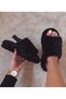 STORM Black Faux Fur Flatforms for Women - 2 Inch Flatform - 4