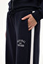 Lettering Embroidered Stripe Detail Lace-Up Waist Tracksuit Navy Blue - 4