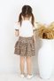 Girl's Leopard Print 2-Piece Set Heart Print Balloon Sleeve T-Shirt and Ruffled Skirt 3-6 Years - 2