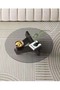 1-Piece Round Coffee Table Glass Top Irregular Wood Geometric Base Sofa Side End Table for Living Ro - 4