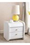 Multipurpose Use 2 Drawers Rounded Corner Nightstand Leather Wrapped Creative Bedside Table Rose Sha - 2