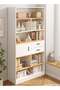 Multipurpose Multi-Tier Wooden Bookshelf Large Storage Display Rack with Drawers