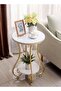 Multipurpose 2-Tiers Modern Nordic Style Creative Marble Side Table Coffee Table End Table with Meta