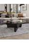 1-Piece Round Coffee Table Glass Top Irregular Wood Geometric Base Sofa Side End Table for Living Ro