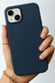 iPhone 13/14/15 Case Velvet Launch Soft Liquid Silicone Camera Protected Cover Navy Blue - 7