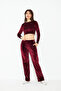 Slim Fit Velvet Sweatpants with Pockets - 5