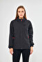 Women's Black Lined Windproof Hooded Pocket Raincoat