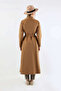 Plaid Detailed Trench Coat Tan - 6