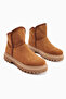 Aniitta Brown Suede Shearling Short Women's Boots, Women's Bootie - 2