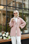 Dusty Rose - Natural Viscose Fabric Pocketed Lace-Up Women's Hijab Kimono 1167-Tes - 5