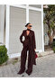 Women's Modern Design Shawl Detailed Pants Jacket Set - 5