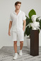 Alaçatı Style, Men'S, Wrinkle, Crinkle Fabric, Summer Lycra Shirt, and Shorts Jogger Set, Combination - 5