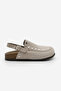 Women's Genuine Leather Eva Sole Closed Front Studded Sabo Daily Sandals Bolve Beige - 3