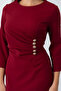 Women's Burgundy Button Detail Midi Event Dress - 4