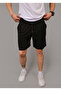 Men's Black Regular Cut Combed Cotton 100% Organic Cotton Summer Shorts with Pockets - 4