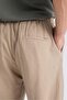 Bergman Linen Look Cotton Flared Comfortable Fit Pleated Men's Trousers - Sand Beige - 7
