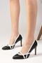 Lucy Black Color White Piping Women's Heeled Shoes - 5
