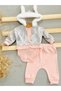 NEWBORN BABY GIRL GIFT 3 PIECES BUNNY EARS SHIRIN BOTTOM SET - 4